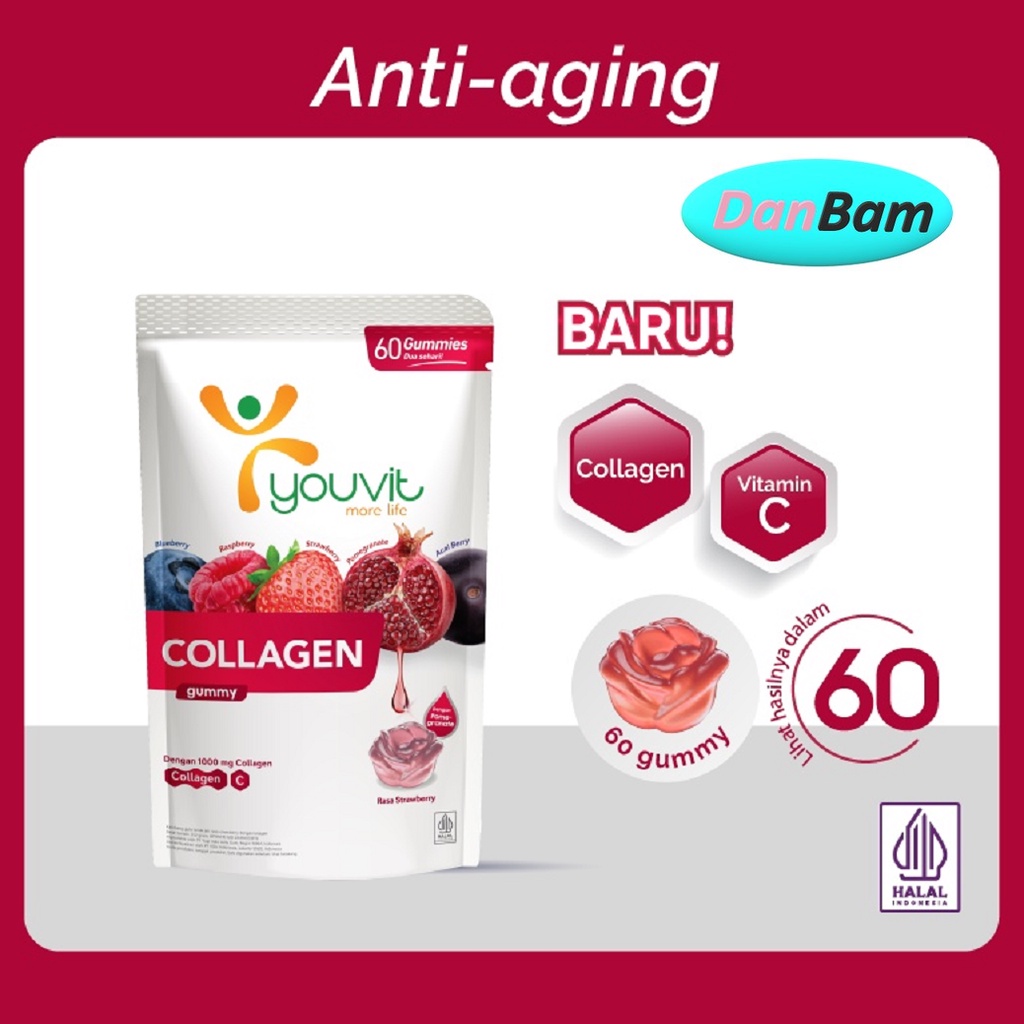 Youvit x Erha VERISOL®️ Bioactive Collagen Peptides®️ 1 Pouch Besar untuk 30 Hari Isi 60 Gummy