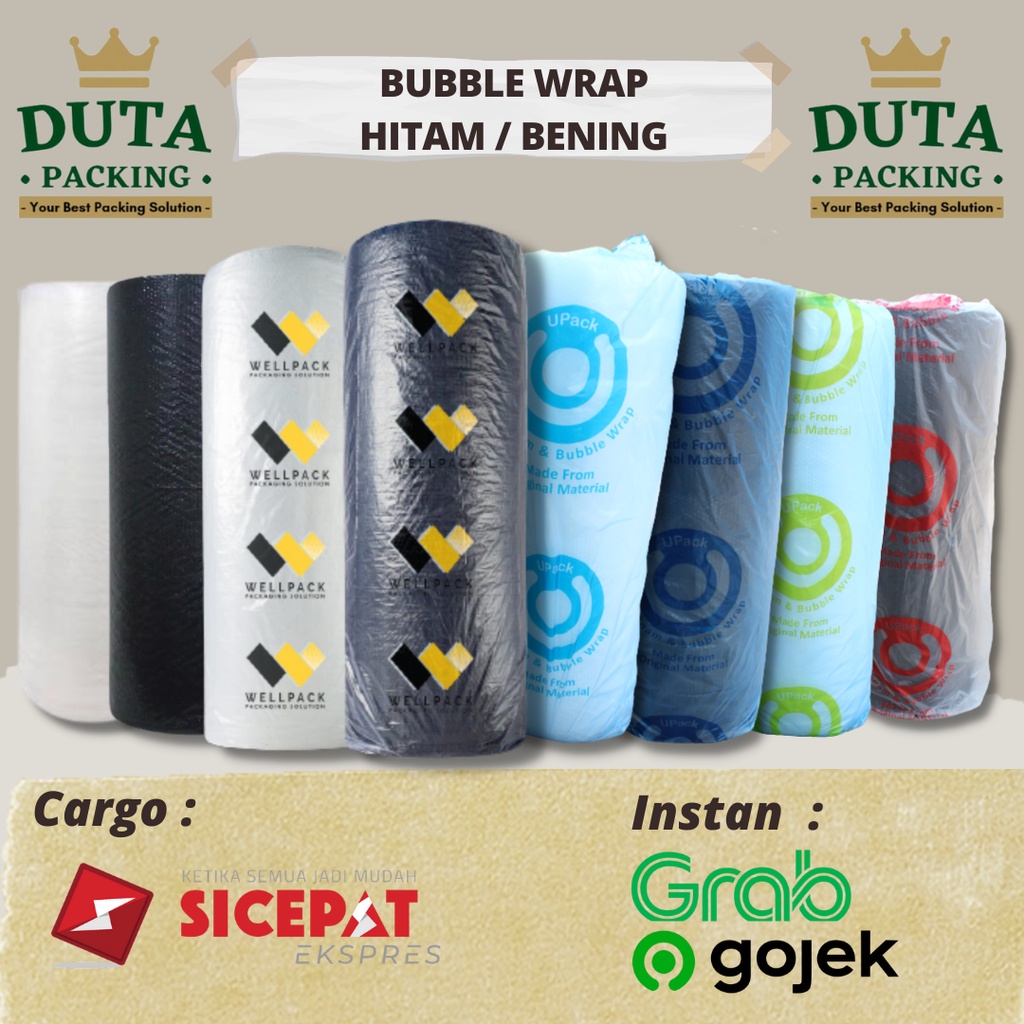 

BUBBLEWRAP / BUBBLE WRAP ROLL 60CM X 50METER - Hitam/Bening (CARGO 1 Resi 2 Roll)