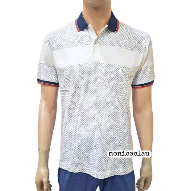 Kaos Polo Pria Poshboy Original Frontier Printed Poloshirt Katun putih motif