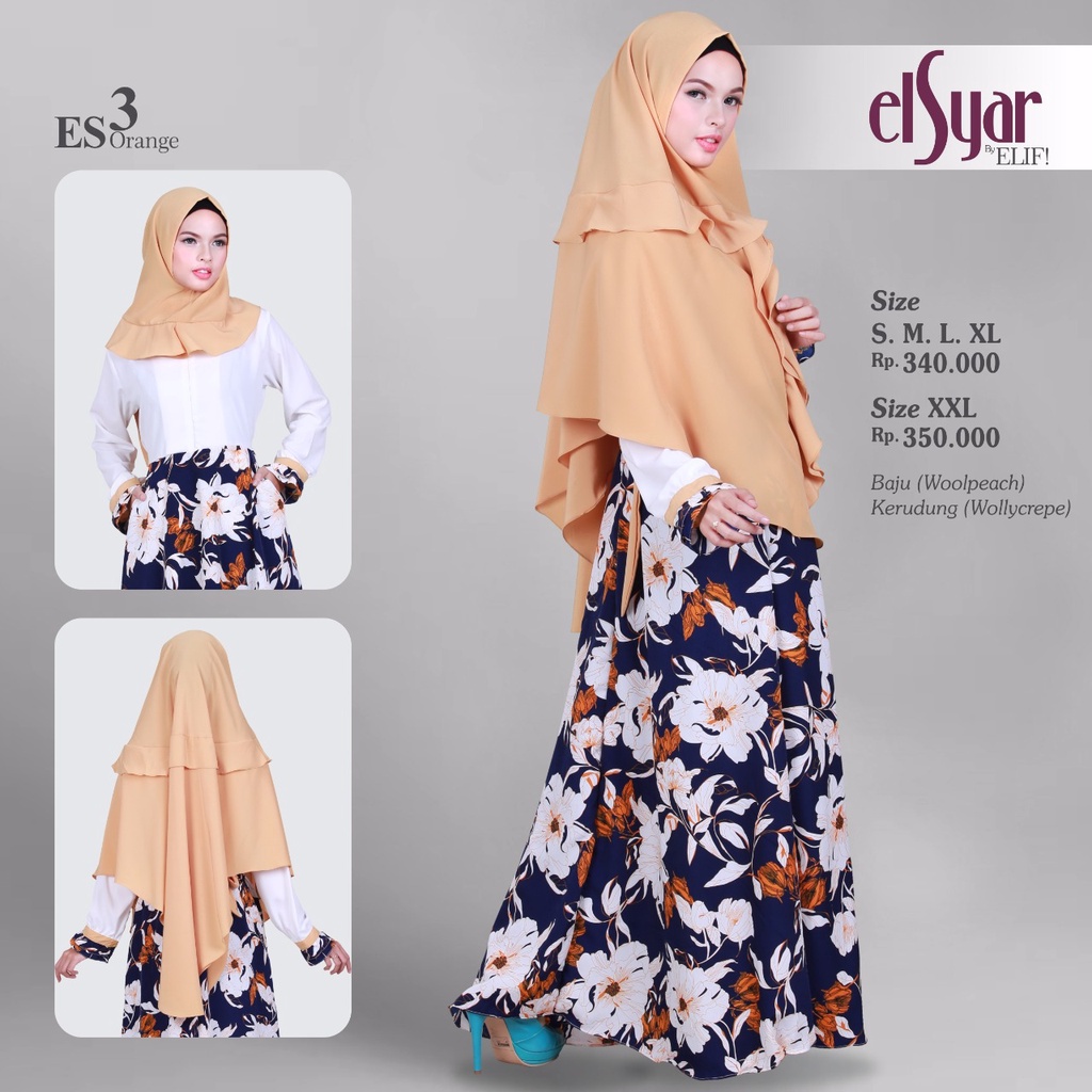 [PROMO] Set Gamis Syar'i Elif ES 3 / DRESS WANITA / GAMIS KEKINIAN / GAMIS WOLFIS