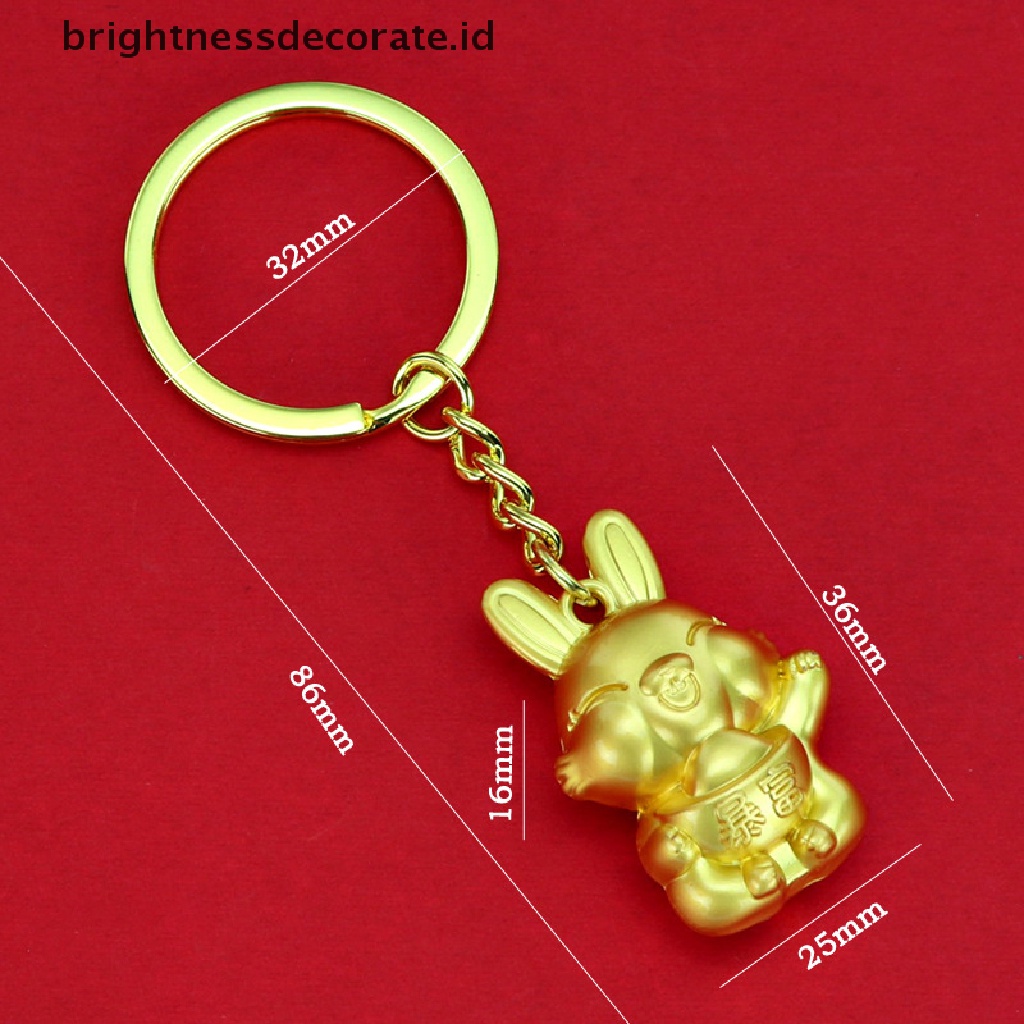 [Birth] Zodiak Cina Seng Emas Kelinci Gantungan Kunci Key Ring Ornamen Ransel Mobil Liontin Gantungan Kunci Keyring Hadiah [ID]