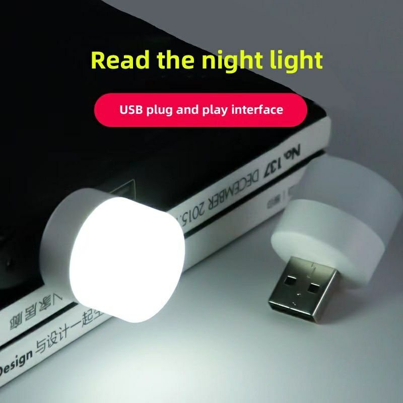 Lampu mini LED USB putih lampu tidur lampu belajar darurat serbaguna hemat energi