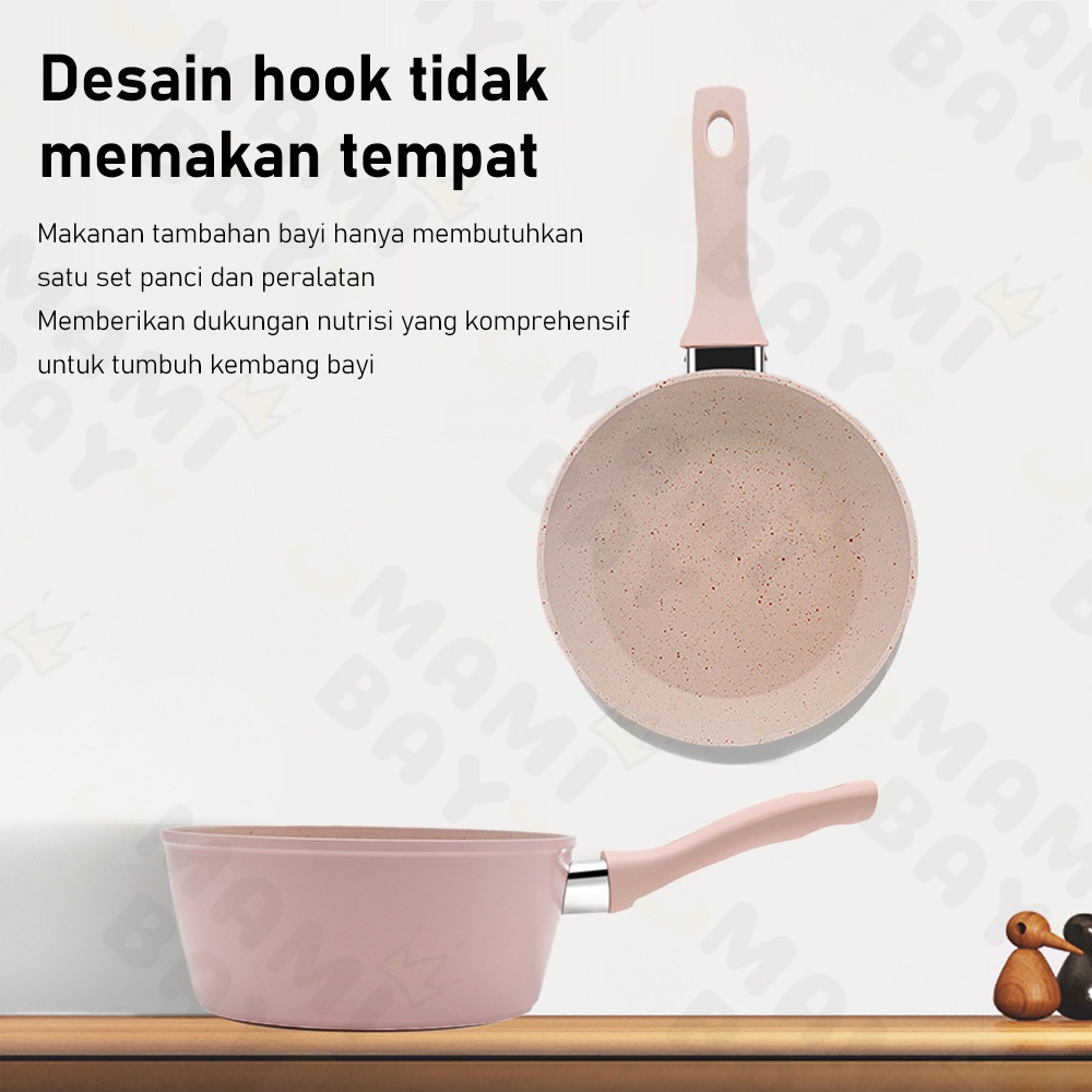 Mamibayi 12/14/16/18cm Panci Susu Anti Lengket Panci Teflon Marble Sauce Pot Mini