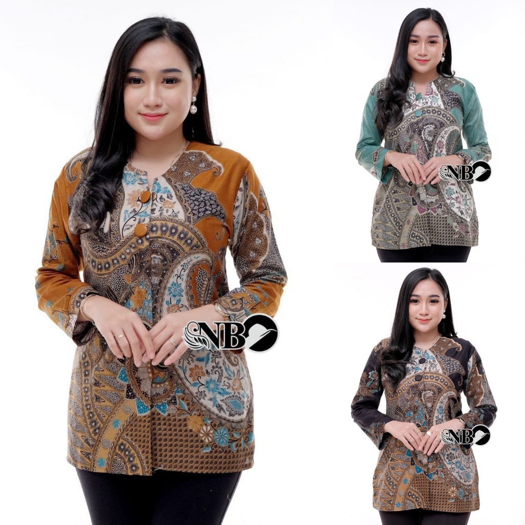 Batik Baju Batik Wanita Modern Atasan Blouse Batik Kerja Kantor Wanita Seragam M L XL XXL