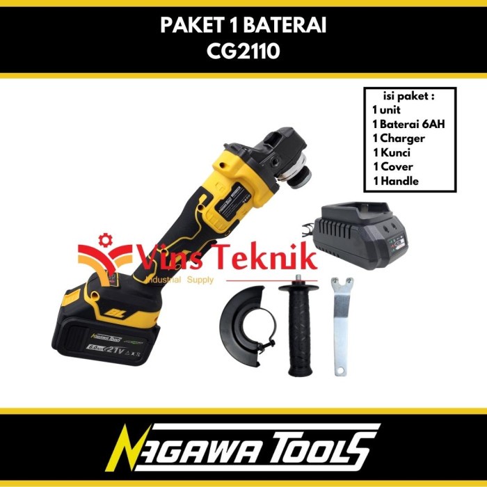 Gerinda Paket 1 Baterai Gerinda Baterai Brushless Nagawa Tools Cg2110