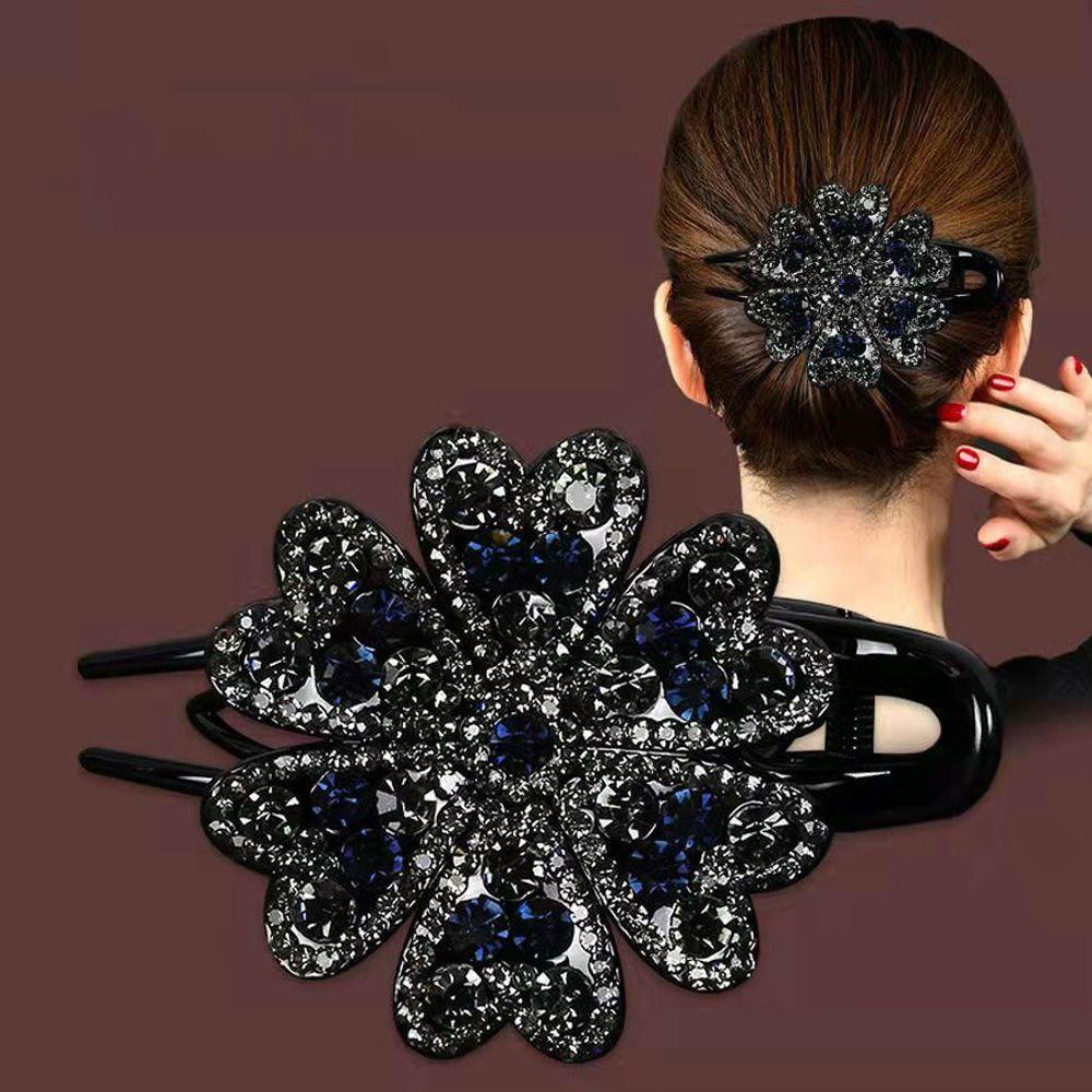 Agustinina Berlian Imitasi Duckbill Klip Elegan Manis Untuk Perempuan Ukuran Besar Jepit Rambut Baru Hiasan Kepala Ibu Ponytail Holder Kristal Jepit Rambut