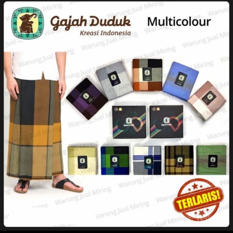 sarung gajah duduk black&white gajah duduk multi color