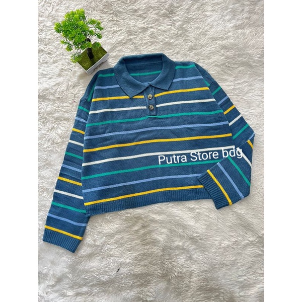 Polo Alena sweater crop rajut wanita