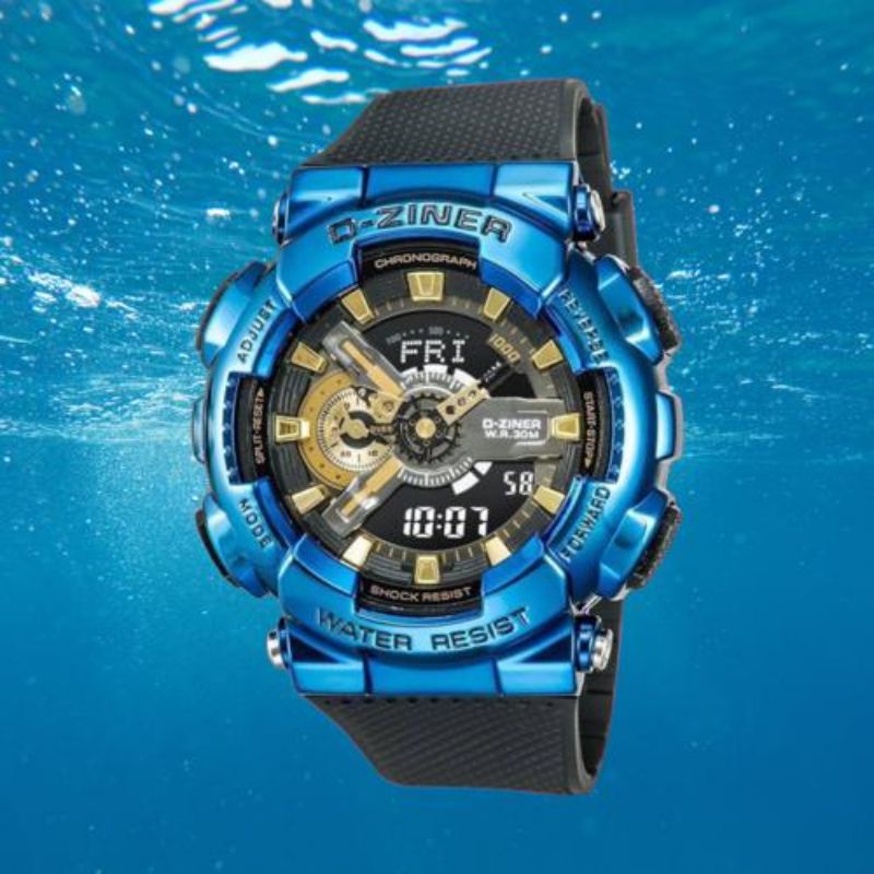 JAM TANGAN PRIA D-ZINER 8295 ORIGINAL RUBBER DOUBLE TIME DIAMETER 5CM