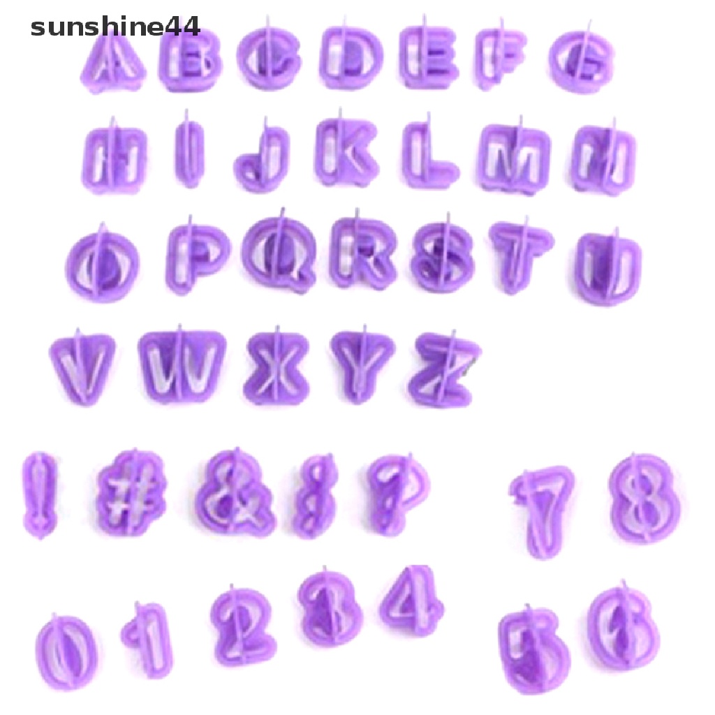 Sunshine DIY Alphabet Mold 40pcs/set Cetakan Biskuit Kue Fondant Huruf Angka Plastik.