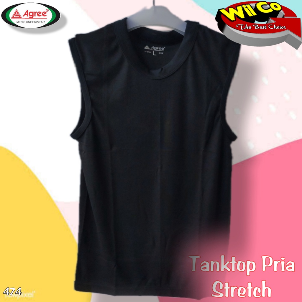 K474 - KAOS DALAM KAOS PRIA STREECH AGREE SPORT TANPA LENGAN PAKAIAN DALAM PRIA SIZE M - XL HARGA PER 1 PCS