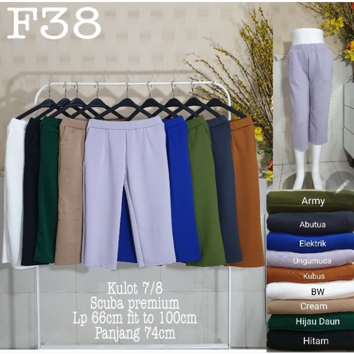 Celana Kulot Wanita 7/8 Wanita / Putih P4Q0 Promo Trendy Simple Berkualitas Celana Kulot Linen Bawah