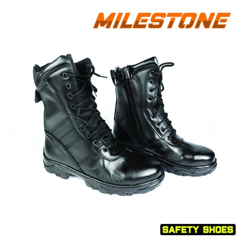 Sepatu Kulit Pria Ada Besi Diujung Sepatu Bahan Kulit Asli Standart Sepatu Jatah TNI PDL WAN SAFETY