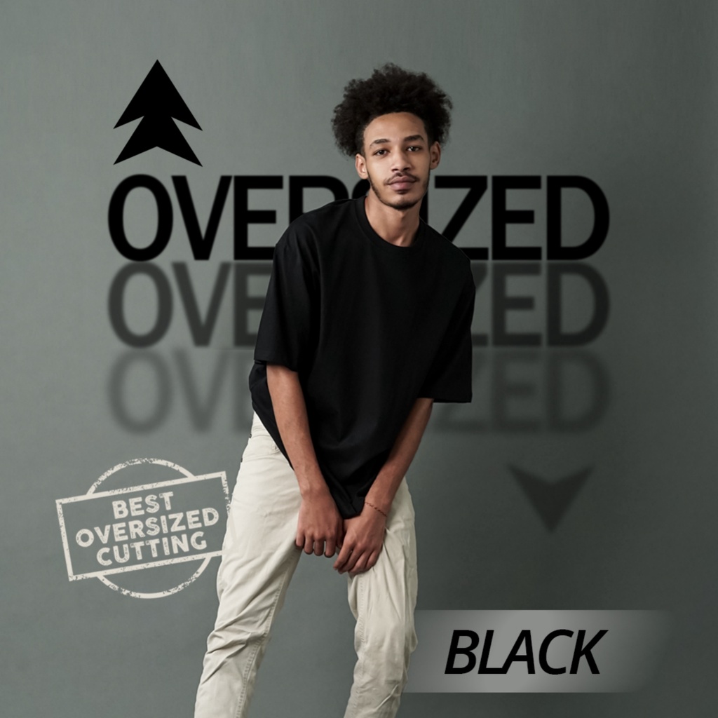 KAOS POLOS OVERSIZE HITAM HEAVY COTTON COMBED 20S/24S WANITA [POLOSAN SOC] (BISA COD)