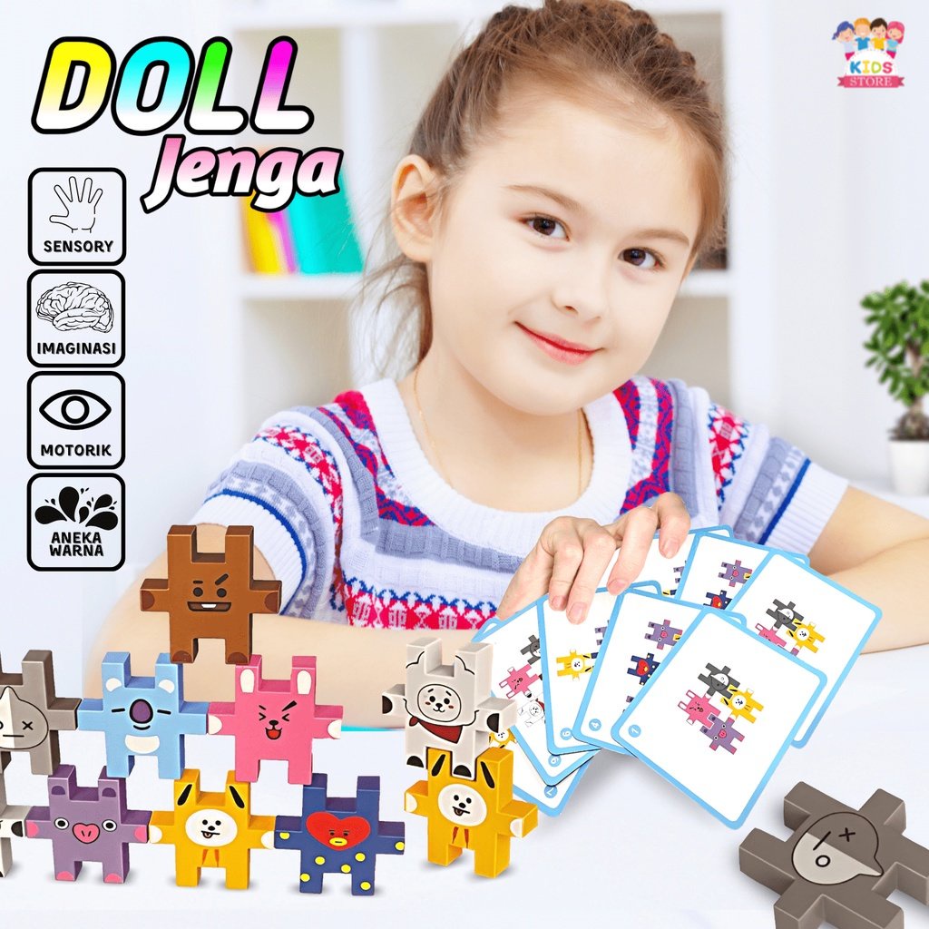 Mainan Edukasi Balok Susun Puzzle Doll Jenga | Permainan Mainan Seru Untuk Keluarga Terbaru | Mainan Anak Cowok 3-6 Tahun