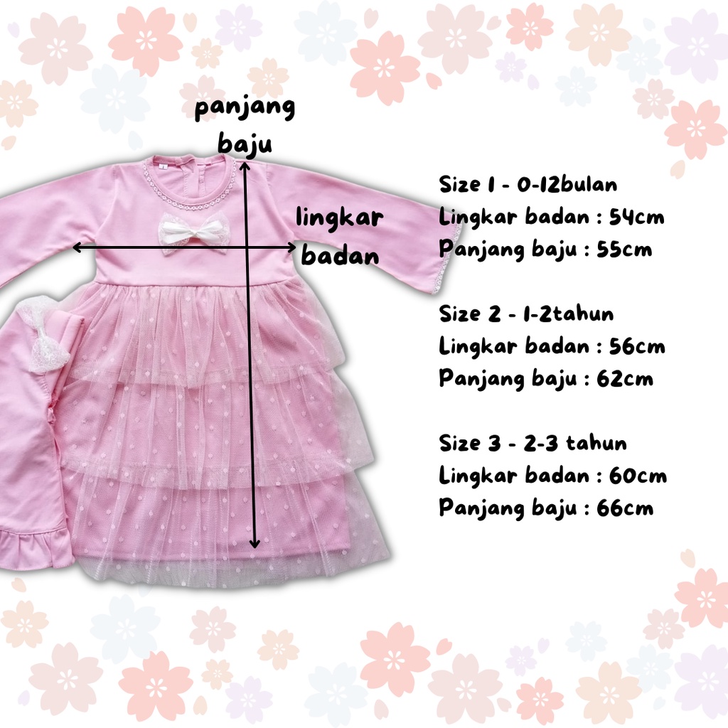 dress gamis anak perempuan 1 2 3 tahun baju muslim anak set hijab Alaia gamis dress