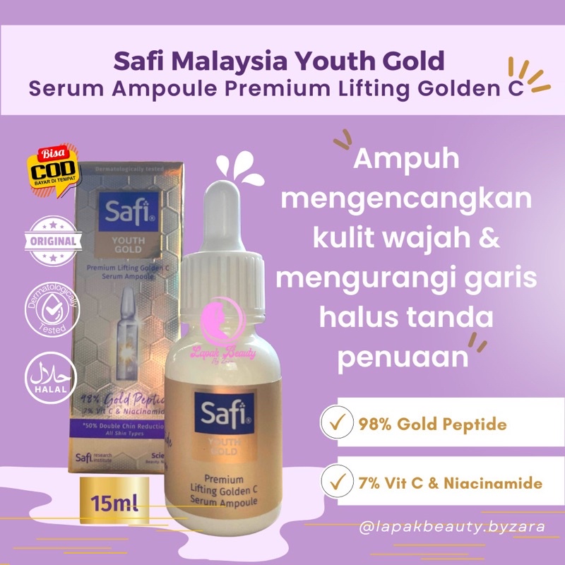 Safi Ampoule Serum Wajah Gold 24k Penghilang Flek Hitam Darkspot Kulit Kusam Safi Malaysia