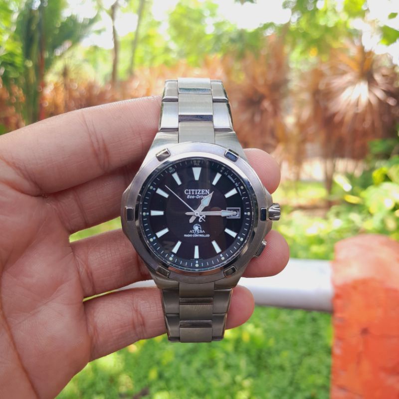 Jam tangan second Citizen eco drive attesa Radio controlled H410 T003907