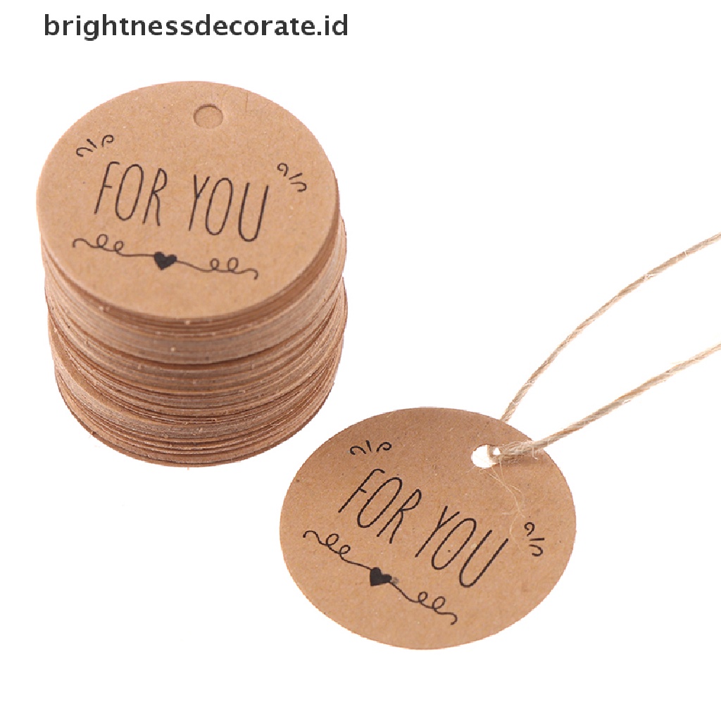 [Birth] 100pcs Hang Tag Kertas Kraft For you pattern Label Untuk Gift Tagging Paket Dekor [ID]