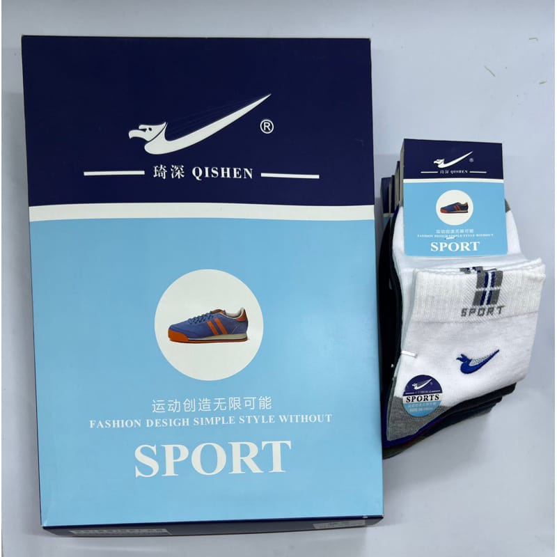 ( sport 3/4 distro Qishen ) kaos kaki olahraga tebal pria bahan cotton super