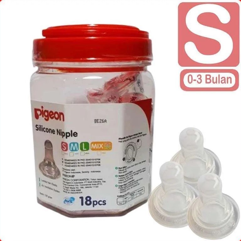 Pigeon Dot Bayi Silicone Nipple Eco Size S / M / L Kemasan Toples isi 18 pcs