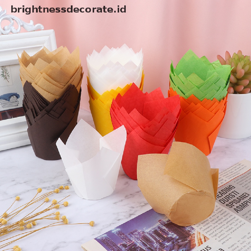 [Birth] 50pcs Cupcake Wrapper Liners Muffin Tulip Case Kertas Kue Baking Cup Decor [ID]