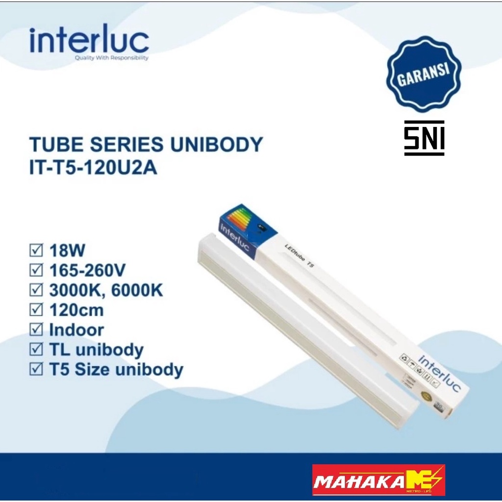 Lampu TL Neon T5 Led 18W 120cm 18Watt SNI Interluc 20Watt Myvo