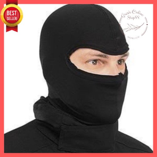 GOS -A407- Masker Buff Full Face - Masker Ninja Hitam Polos - Masker Buff Balaclava Full Face