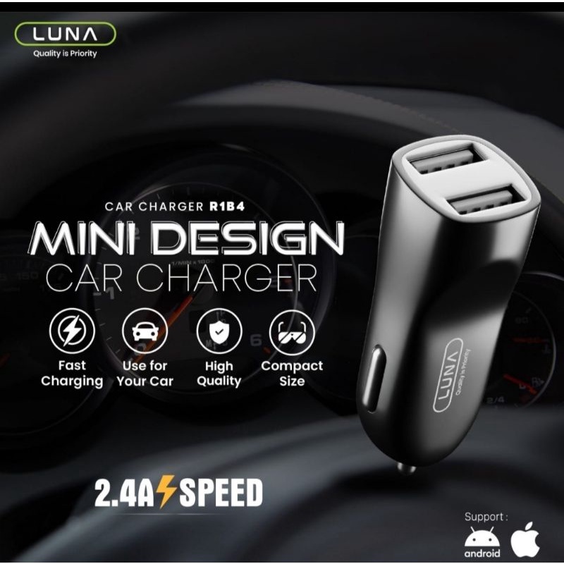 LUNA R1B4 ADAPTOR CHARGER MOBIL FAST CHARGER PLUG IN LUNA TYPE C 2 PORT 2,4 A