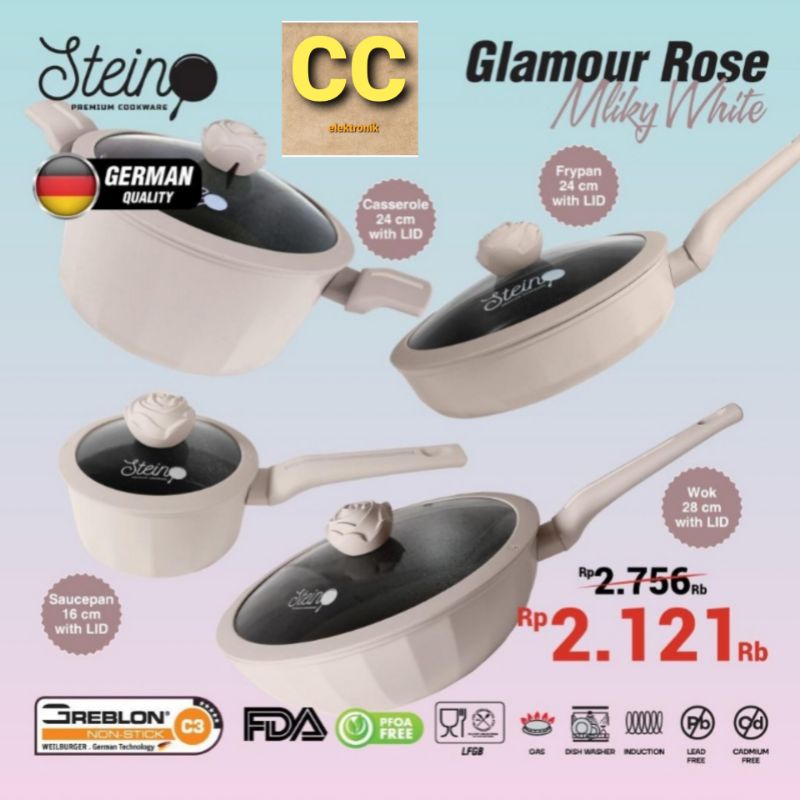 STEIN Glamour Rose set 4 in 1 Panci set Steincookware Glamour Rose Panci Steincookware Granite German