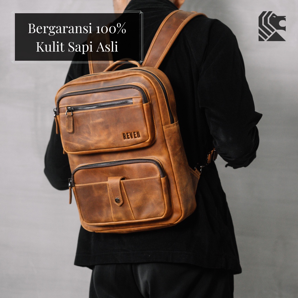 Tas Selempang Ransel Pria Super Premium Original 100% Kulit Sapi Asli Osiris Backpack Cowok Terbaru