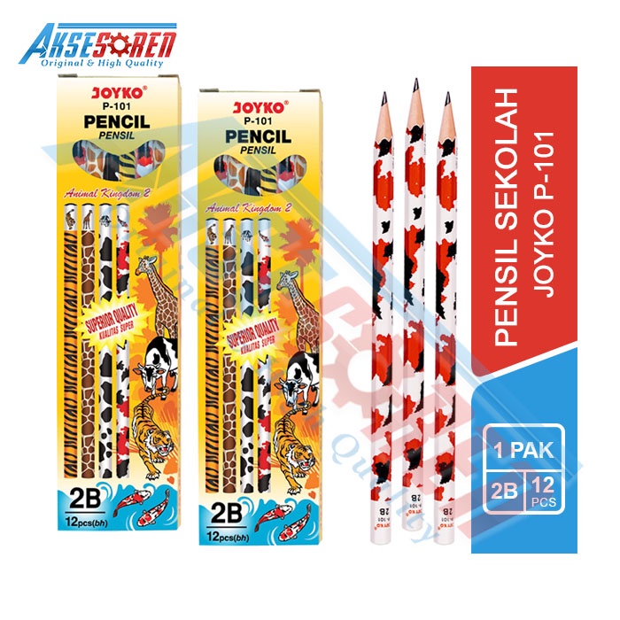 

Pensil Animal Kingdom 2 2B Joyko [P-101/12 pcs] / Alat Tulis Ujian Komputer / Pencil Gambar Menulis