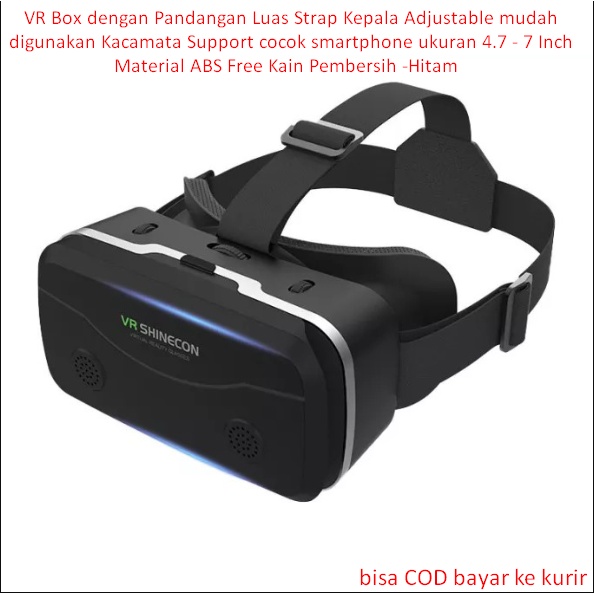 VR Box dengan Pandangan Luas Strap Kepala Adjustable mudah digunakan Kacamata Support cocok smartpho