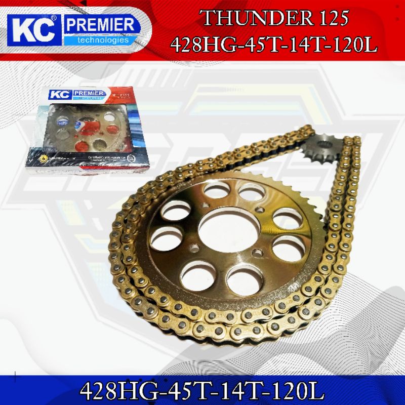 KCP GEAR PAKET THUNDER 125 (428HG-45T-14T-120L) KC PREMIER GIR SET THUNDER125 (428HG-45T-14T-120L)