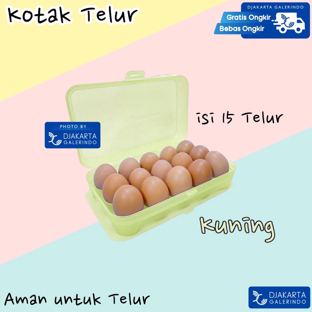 Tempat Telur Isi 15 Sekat Kotak Telor Egg Box - storage box - alat dapur - alat masak - rak plastik - tempat telur - egg box