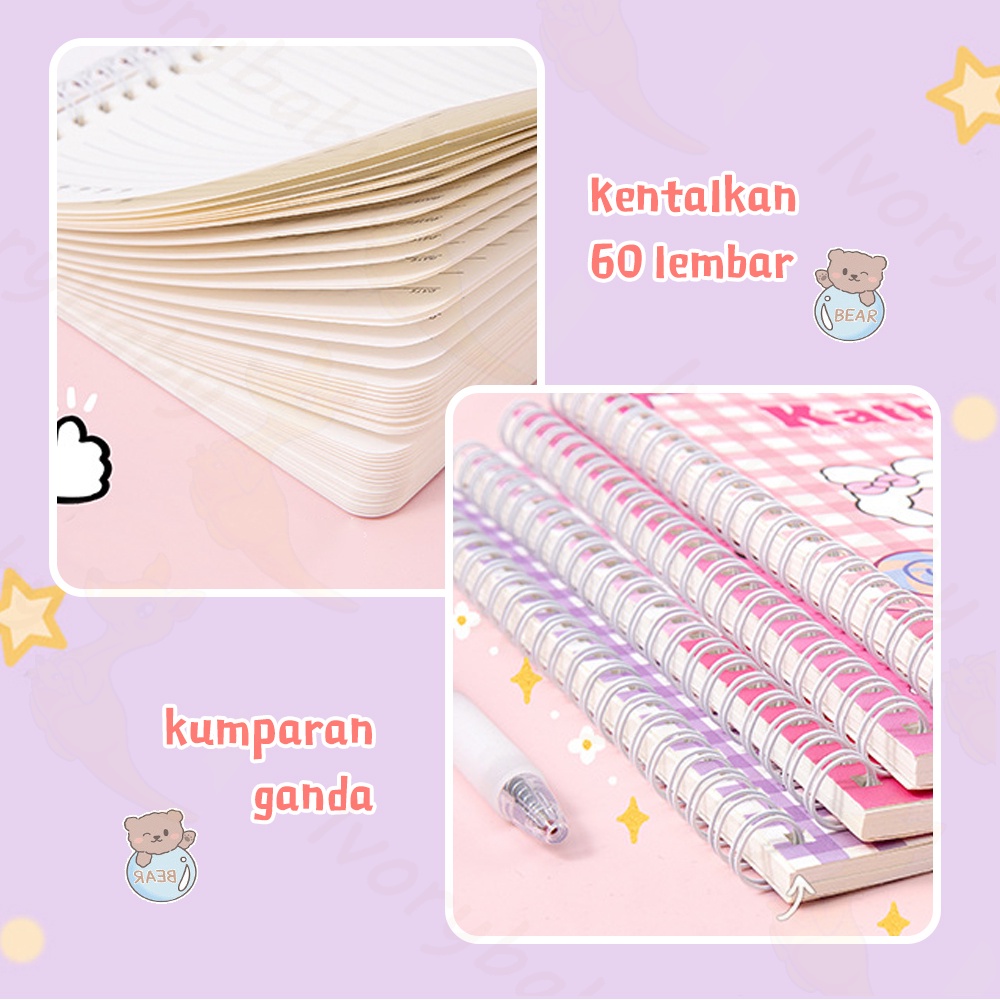 Ivorybaby Buku catatan a5 Notebook ring motif Buku tulis ring Buku tulis spiral