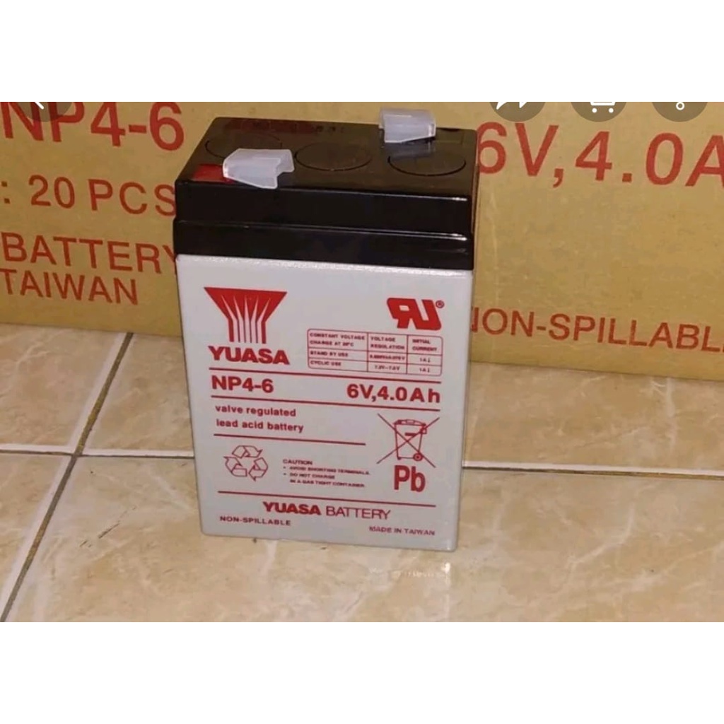 Baterai YUASA 6 Volt 4 Ah Original Aki Kering Accu 6volt 6v 4Ah