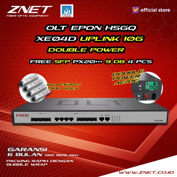Produk Terbaru Epon Olt 4 Port Hsgq Xe04 10G Uplink Dengan Sfp Px20+++ 9Db Asli Odi