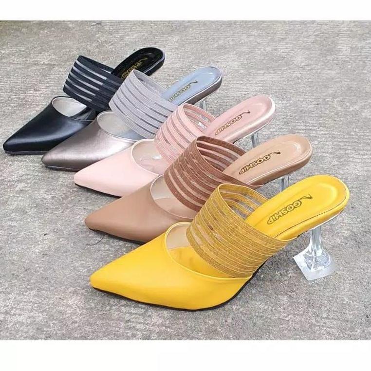 GOSHIP Sepatu Selop Heels Kaca 7 CM RD-221 ◦ JWA.06Ja23ᴬ