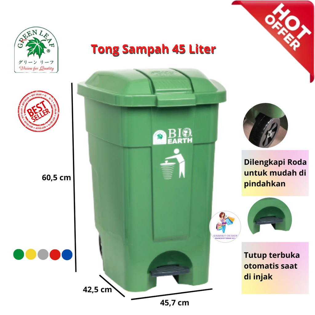 Tempat Sampah BIO Injak 45 Liter 2006 Green Leaf Dustbin Roda