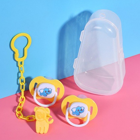 Empeng Dot Bayi Bulat Gepeng + Rantai Klip + Kotak Empeng