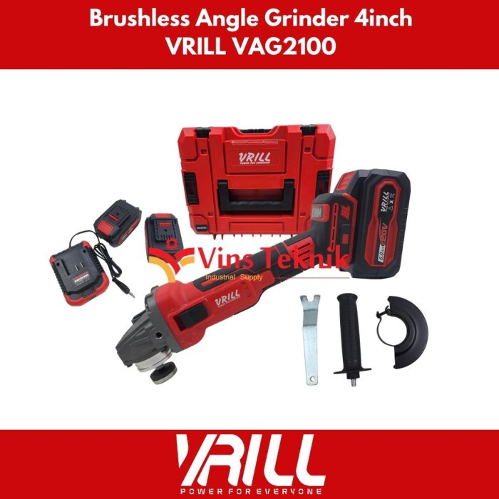Gerinda Cordless Angle Grinder Mesin Gerinda Baterai 4 Inch Vrill Vag2100