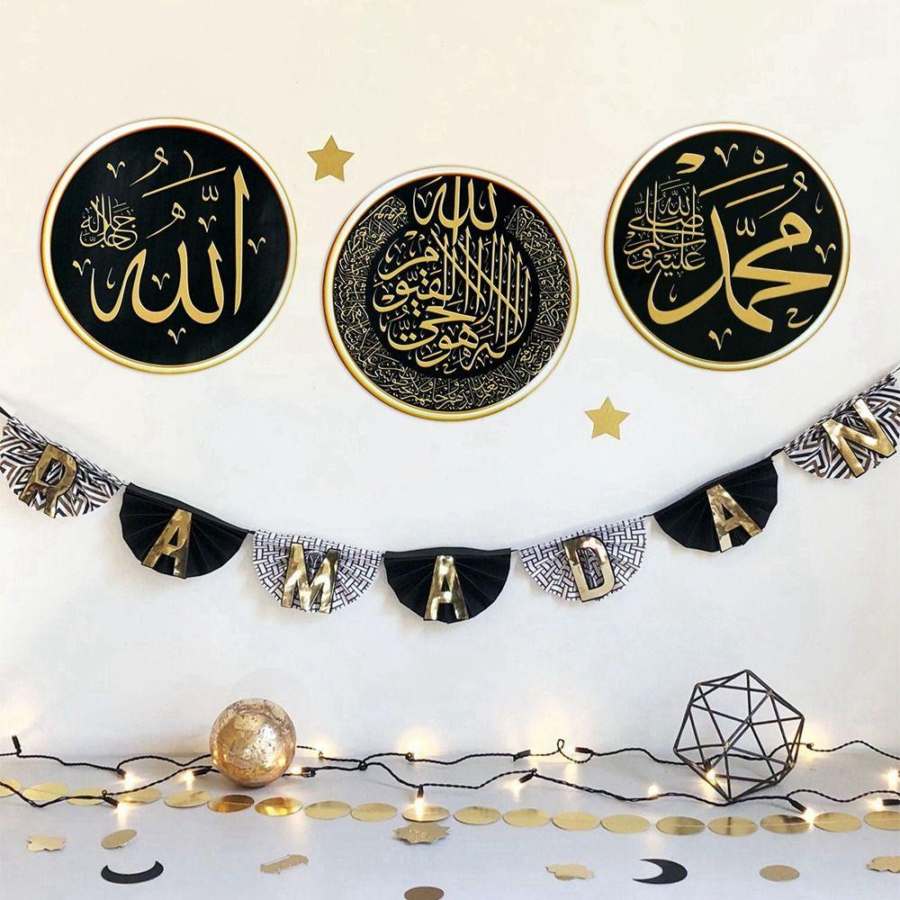 [Elegan] Stiker Dinding Bulat 30*30cm Kamar Tidur Ruang Tamu DIY Eid Mubarak Muslim Art Mural