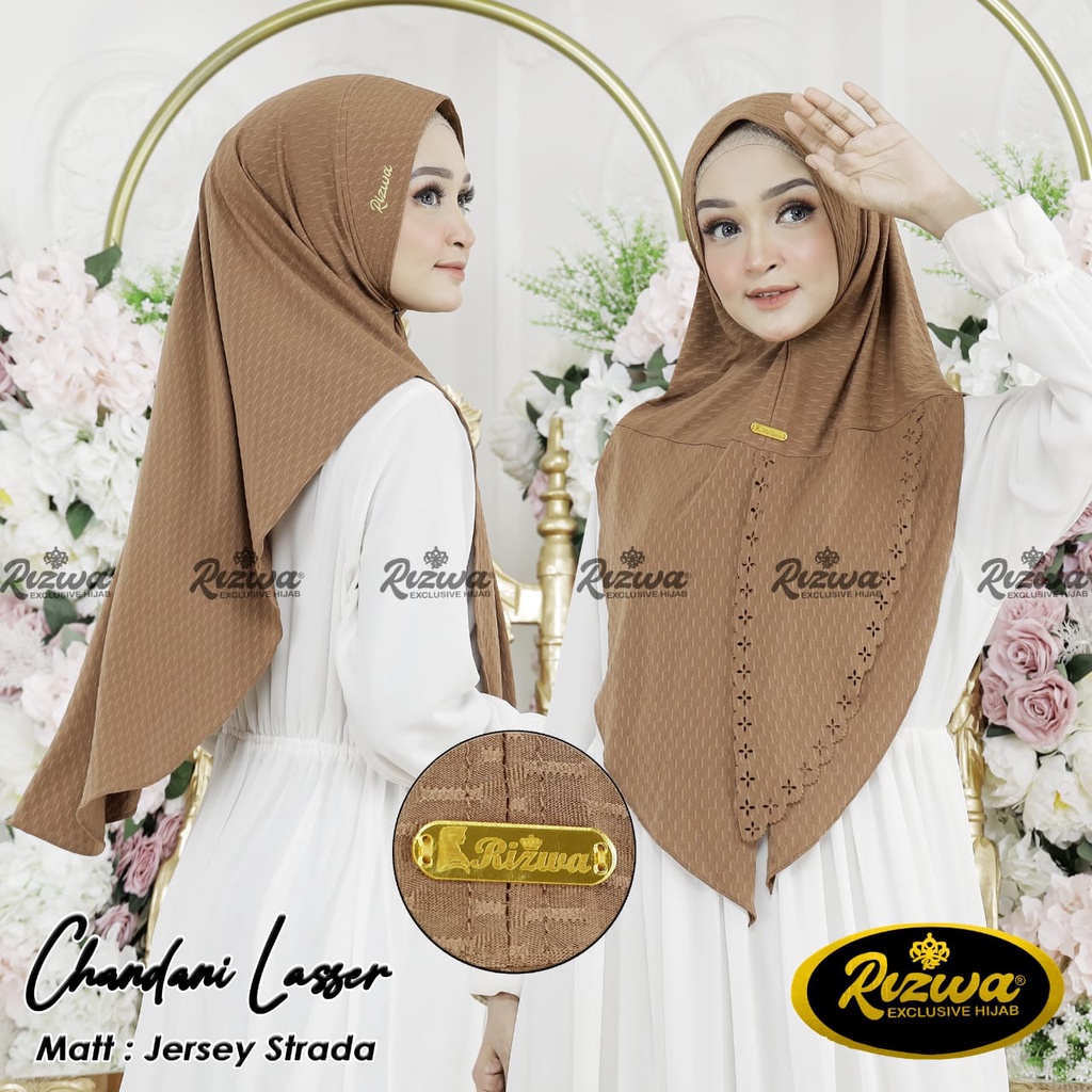 Rizwa Jilbab Instan Chandani Lasser Cutting Bahan Jersey Strada Motif
