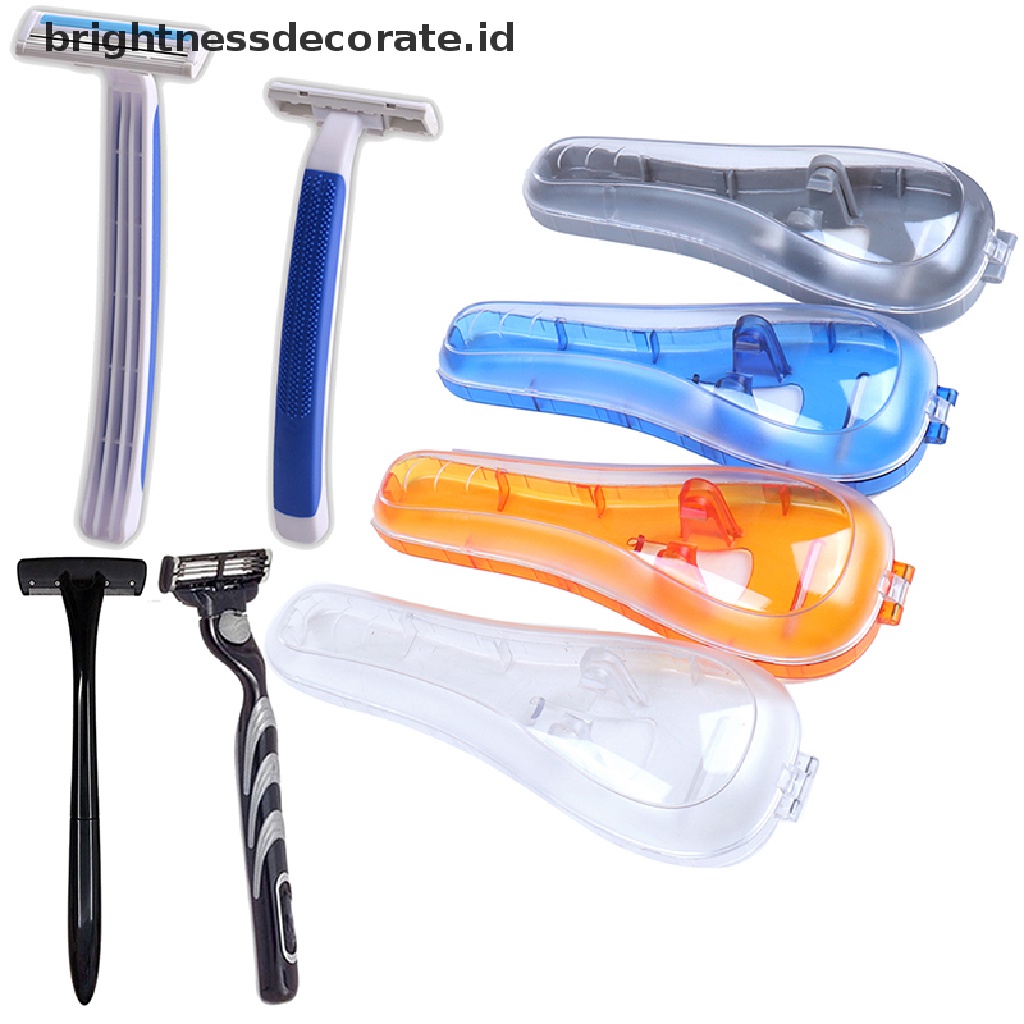 [Birth] Alat Cukur Plastik Pria Razor Case Hand Holder Kotak Penyimpanan Travel [ID]