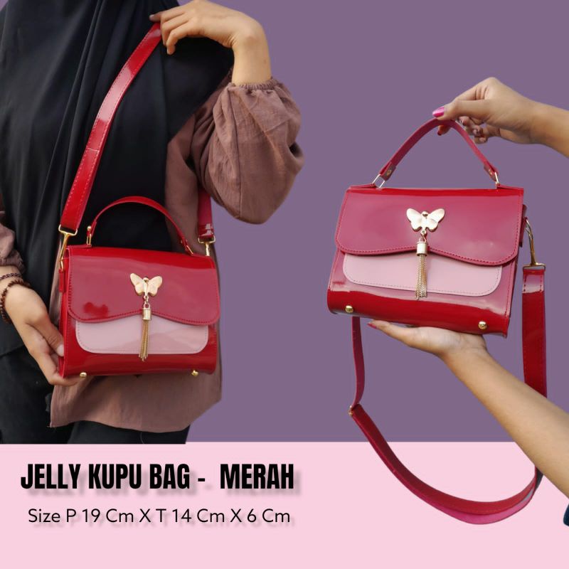 TAS SELEMPANG JELLY KUPU KUPU KOMBINASI WARNA RANDOM