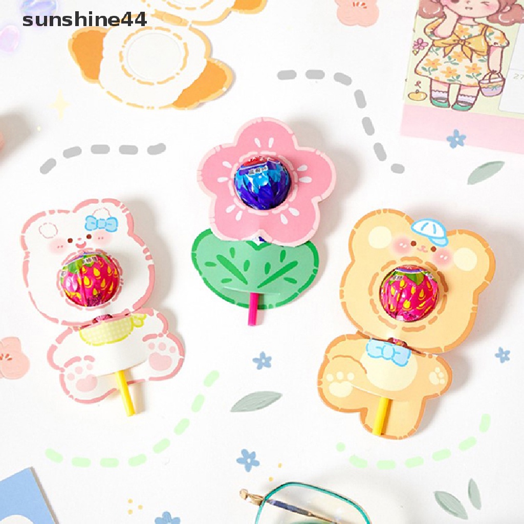 Sunshine 10Pcs Lucu Hewan Bebek Beruang Permen Lolipop Dekorasi Kartu Perlengkapan Pesta.