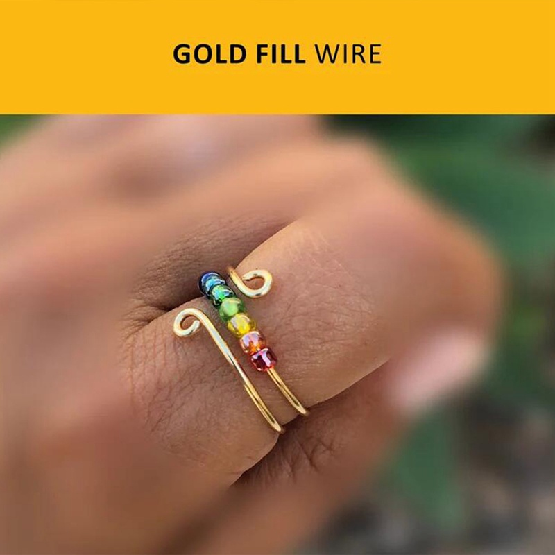 Fidget Bead Rings For Anxiety Copper Spinner Ring Cincin Anti Kecemasan Berputar Cincin Pereda Stres