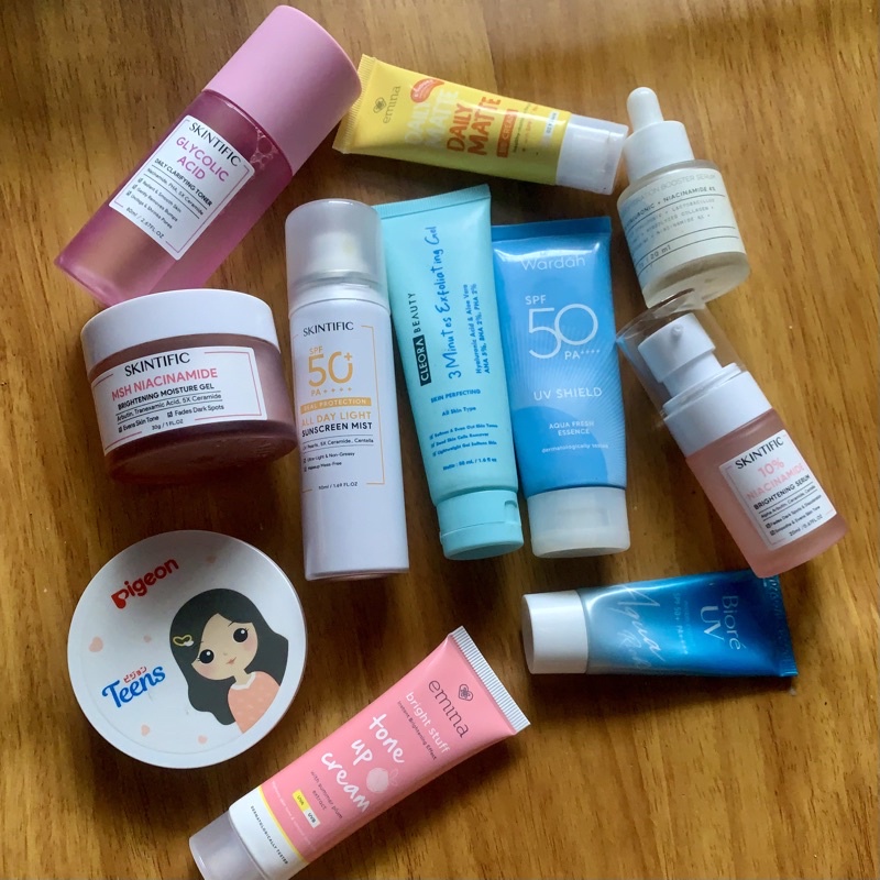 Preloved Skincare Skintific, Somethinc, Exfoliating gel Cleora, Emina, Sunscreen Biore, Two Way Cake