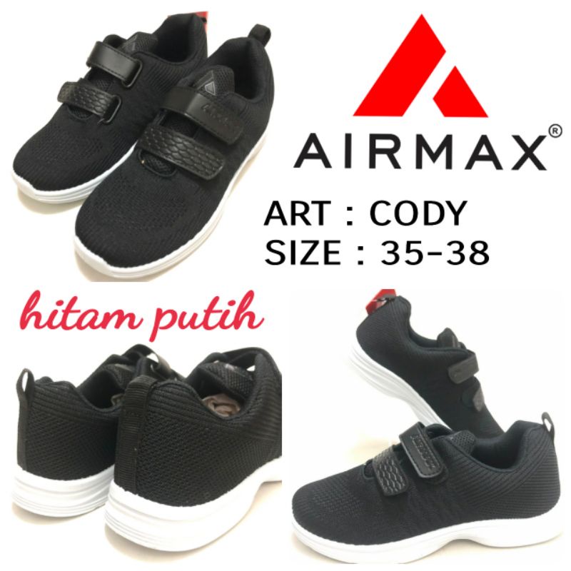 Sepatu Sekolah anak size 35-38 by Airmax Cody Hitam Putih